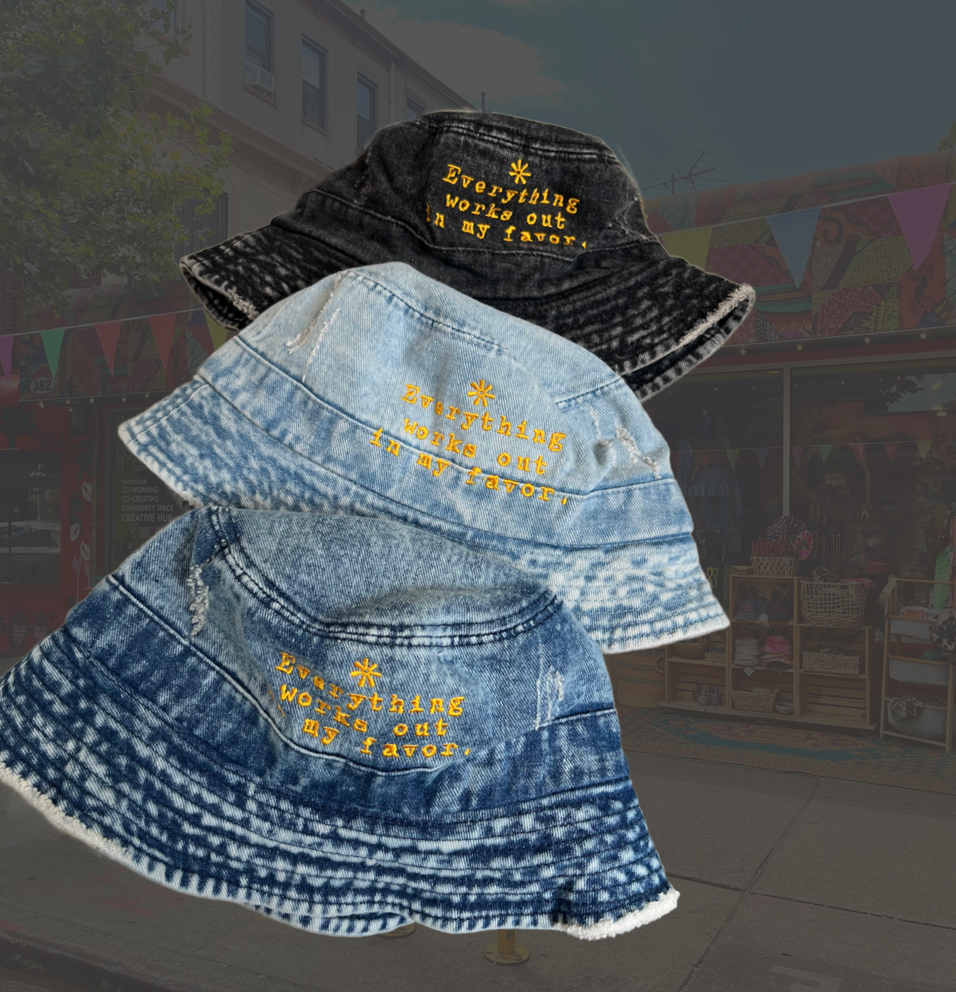 Everything Works Out Denim Bucket