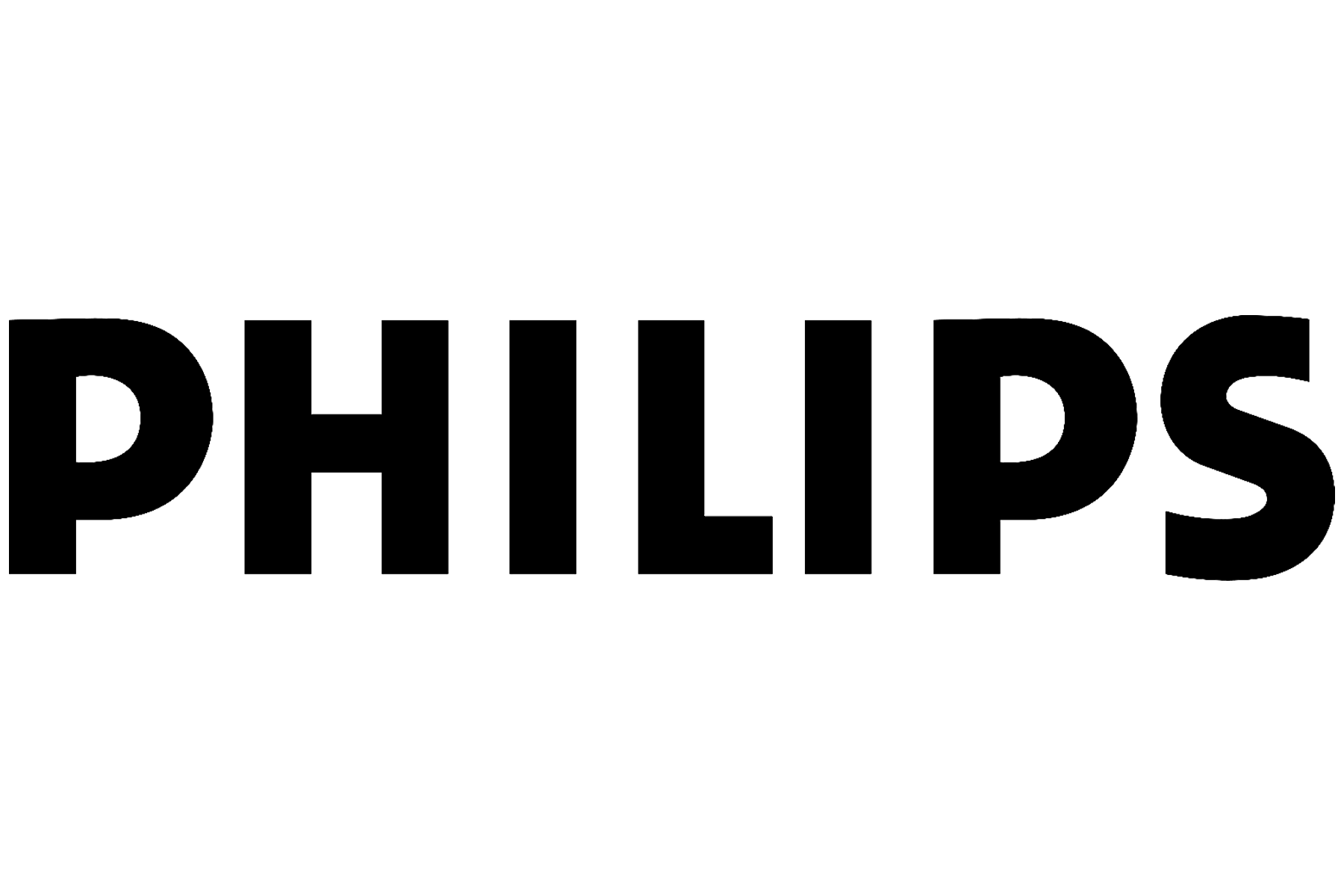 The image shows the word 'PHILIPS' written in black outline font on a white background.