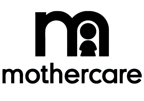 Mothercare logo with stylized 'm' and a small child figure inside the letter, and the word 'mothercare' below.