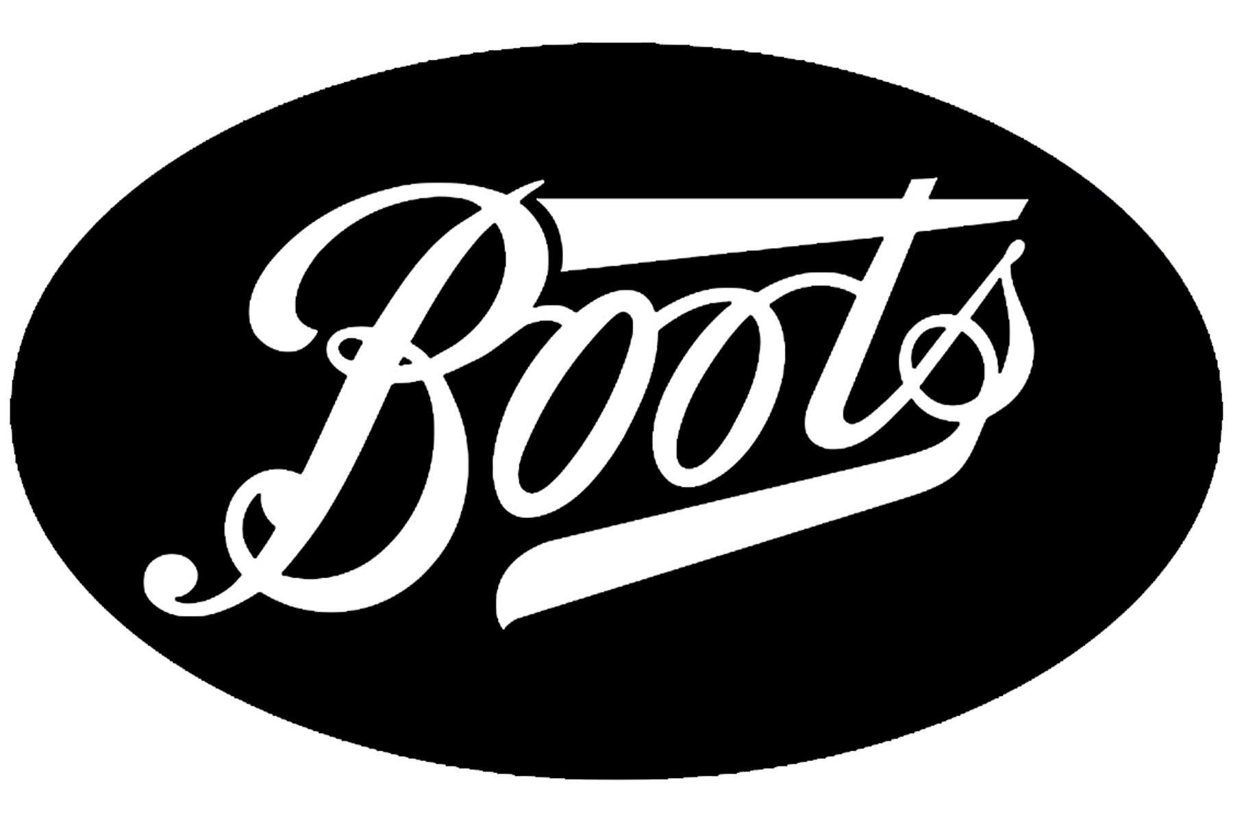 White Boots logo on a black oval.