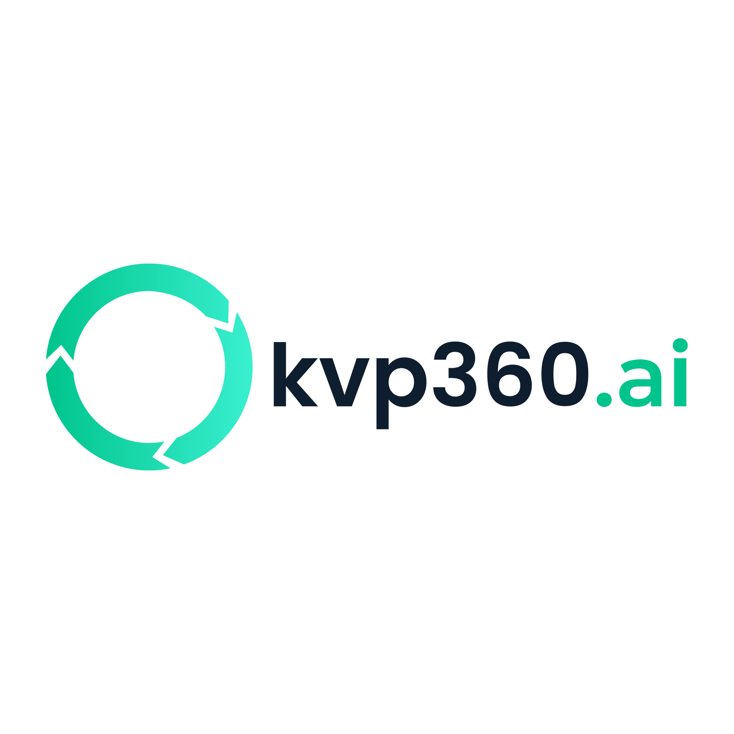 Logo mit dem Text 'kvp360.ai' und einem grün-blau ‚Recycling‘-Symbol auf schwarzem Hintergrund