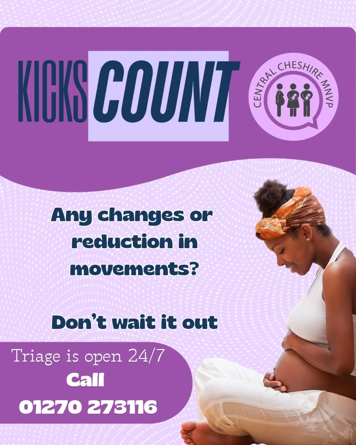 Your baby&rsquo;s movements are unique to you 🤍

If you notice any change or reduction, please don&rsquo;t wait it out.

Triage is open 24/7 and midwives are there to listen and support you.

📞 01270 273116

Always trust your instincts.

#kickscoun