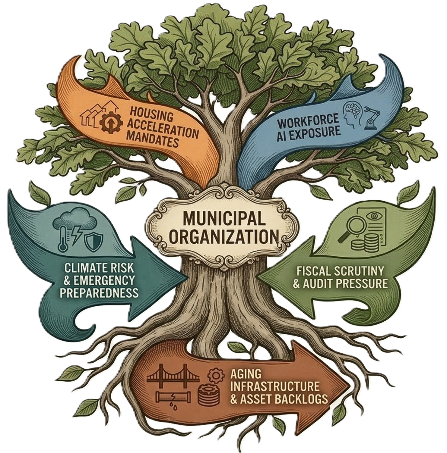 municipal organization, asset management pressure points, infrastructure
