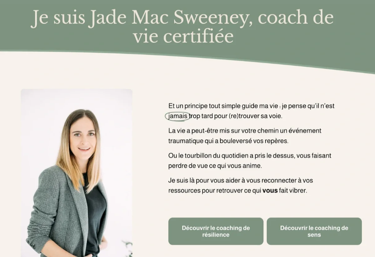 Jade Mac Sweeney - Copywriting site web