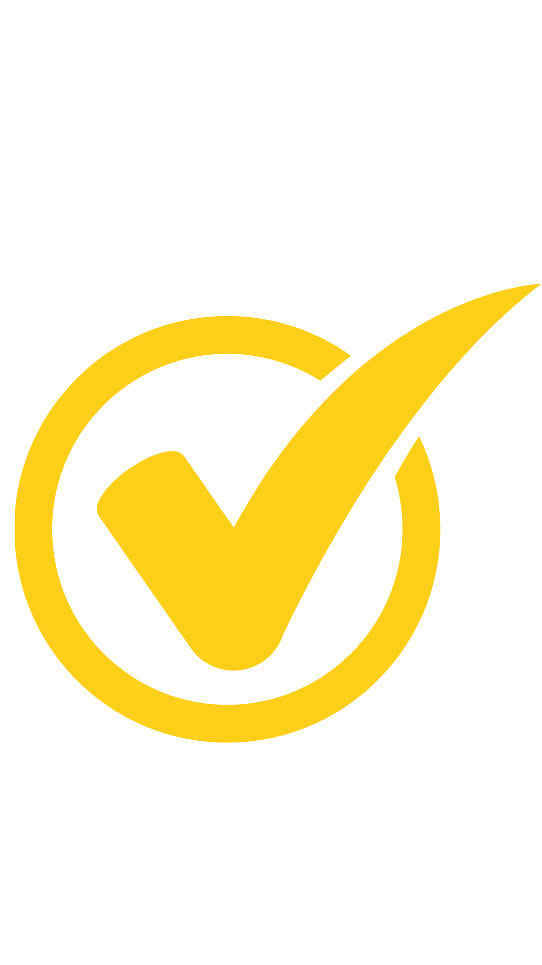 Yellow checkmark inside a circle on a black background.