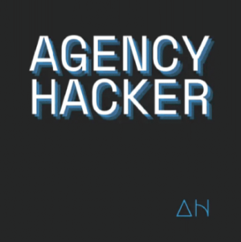Text that reads 'AGENCY HACKER' in bold, stylized font on a dark background.
