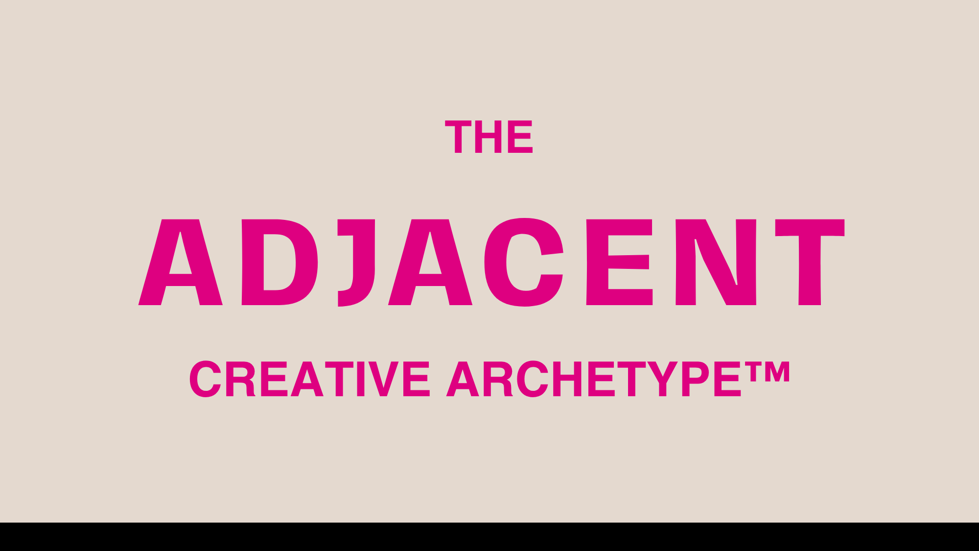 Cover of a book titled 'The Adjacent Creative Archetype' in pink text on a beige background.