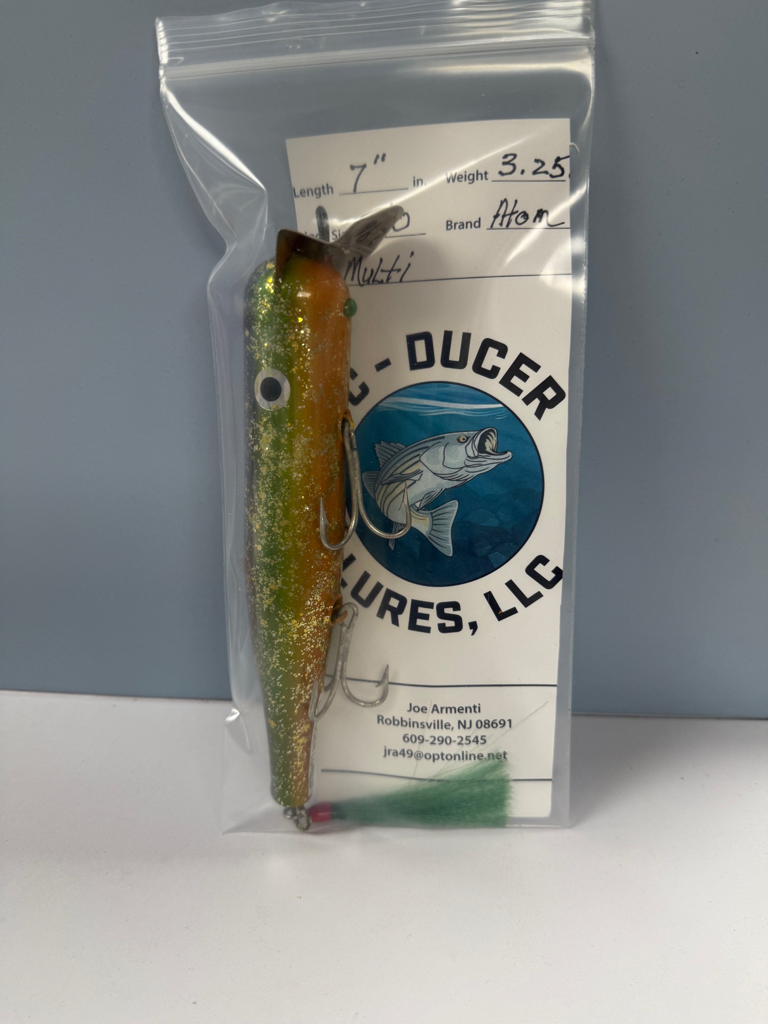 Atom Swimmer.  Plastic.  Olive/Gold Glitter.