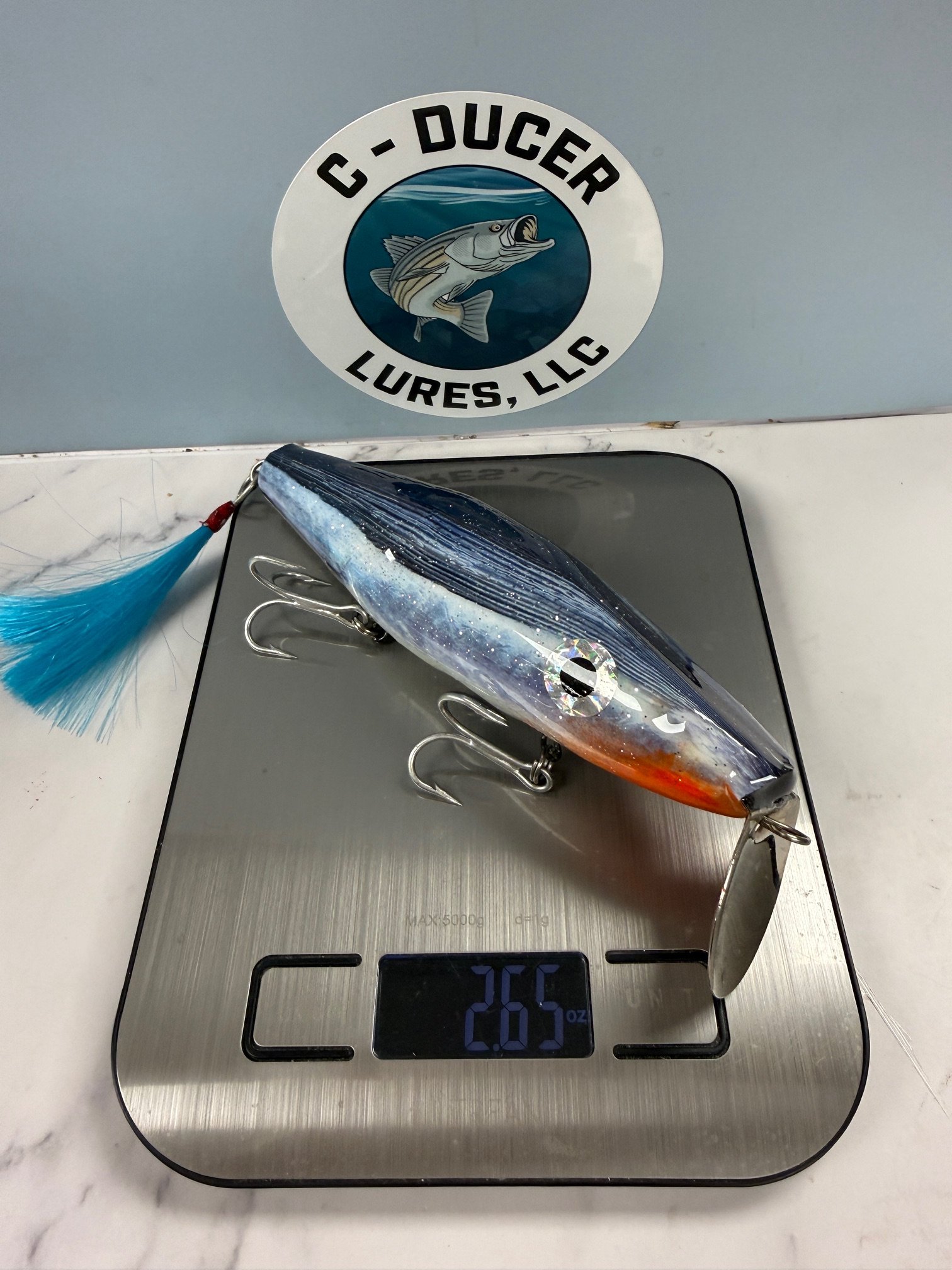 CD 47 Custom Surfster metal lip swimmer.  Striped Bass.  Baitfish Pattern.