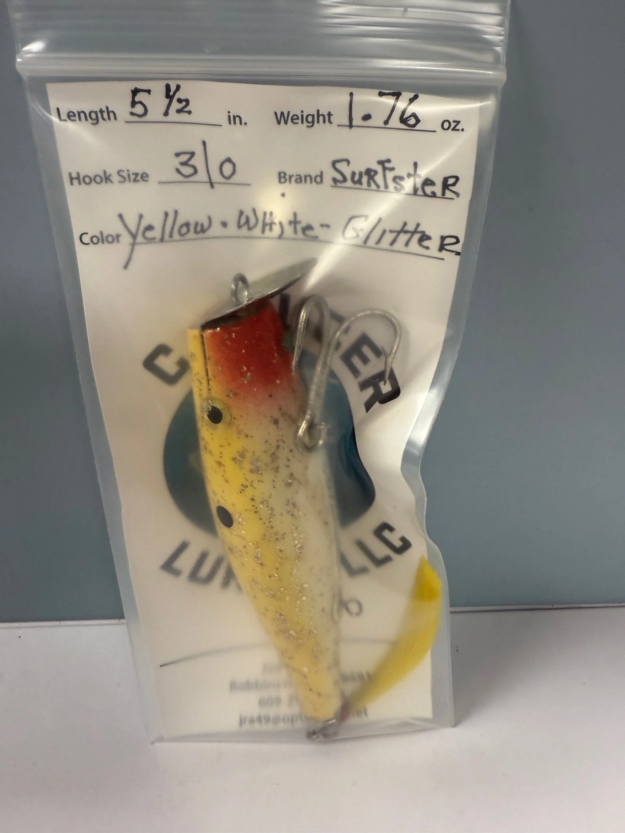 CD Slope Head Swimmer.  Yellow/White/Glitter