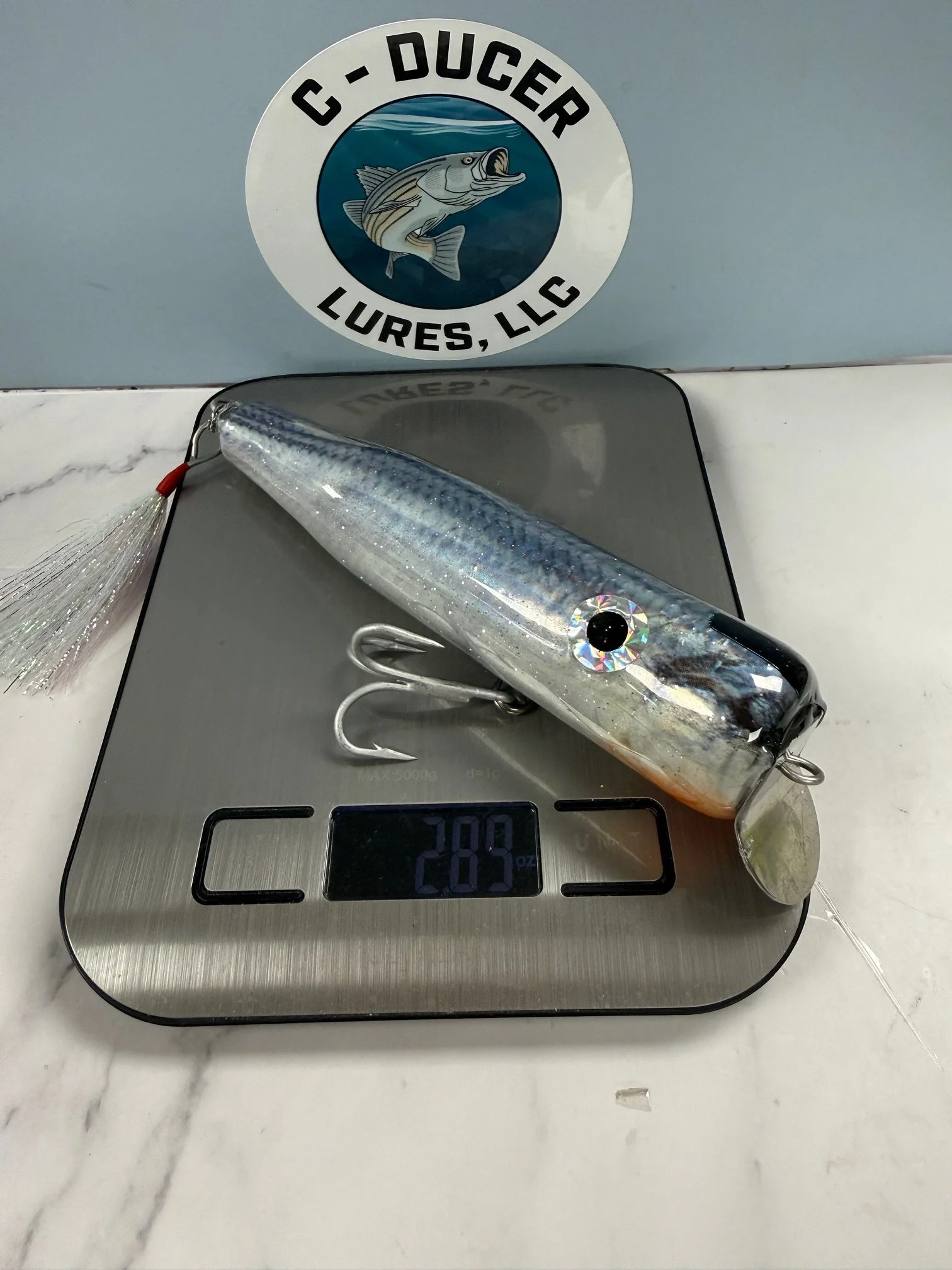 CD 47 Custom Danny Metal Lip swimmer.  Chrome Baitfish Pattern.  Striped Bass.