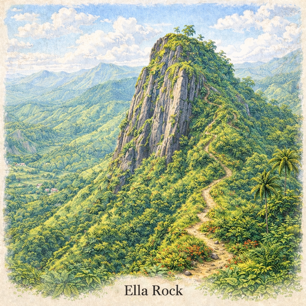 Ella Rock Sri Lanka hiking trail panoramic viewpoint mountain landscape things to do Ella