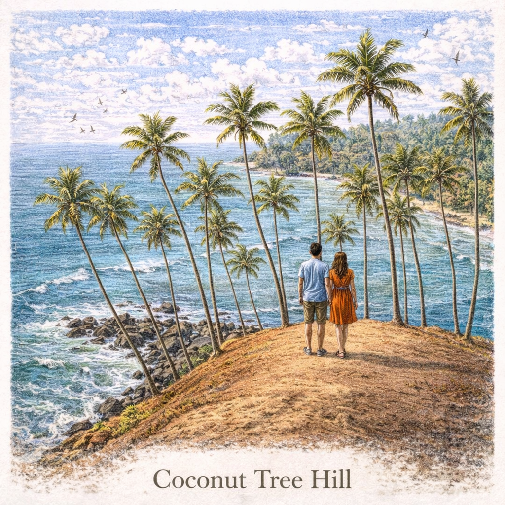 Coconut Tree Hill Mirissa Sri Lanka palm trees viewpoint sunset iconic photo spot