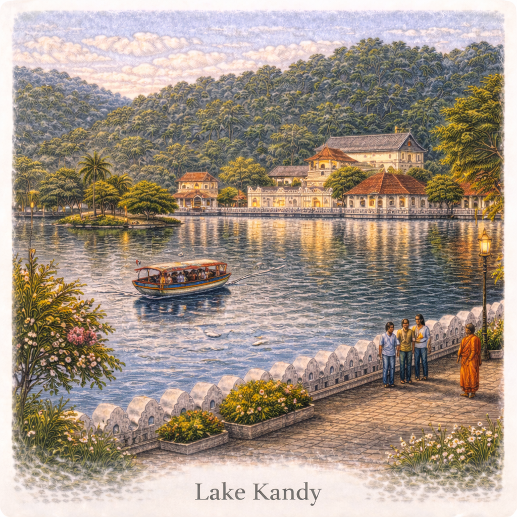 Kandy Lake Sri Lanka scenic walk calm water city landmark things to do Kandy
