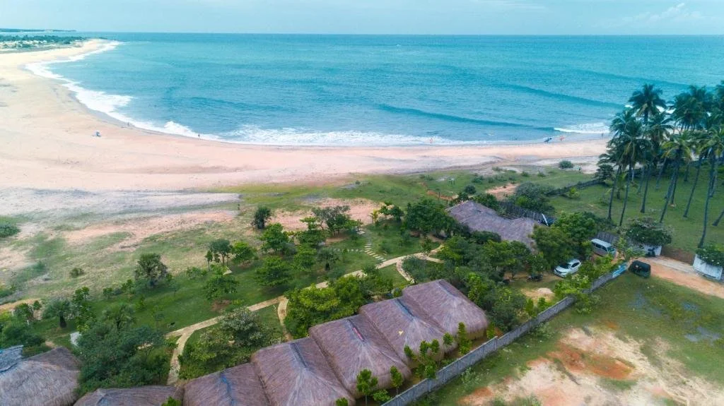 Aerial view of Blue Waters beside the beach near Arugam Bay