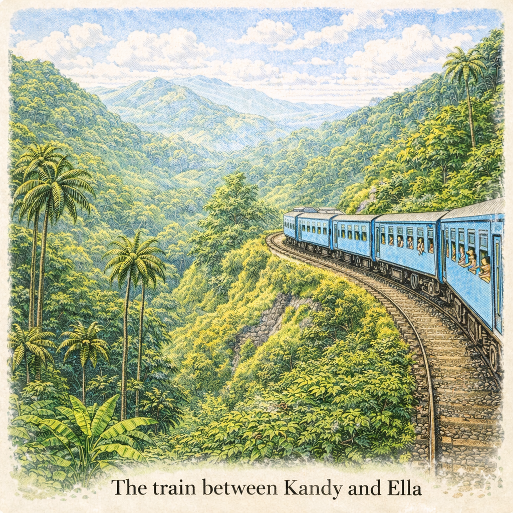 train from Kandy to Ella Sri Lanka scenic train journey tea plantations mountains
