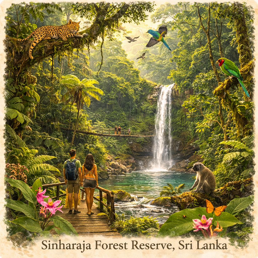 Sinharaja Forest Reserve Sri Lanka rainforest biodiversity wildlife waterfall