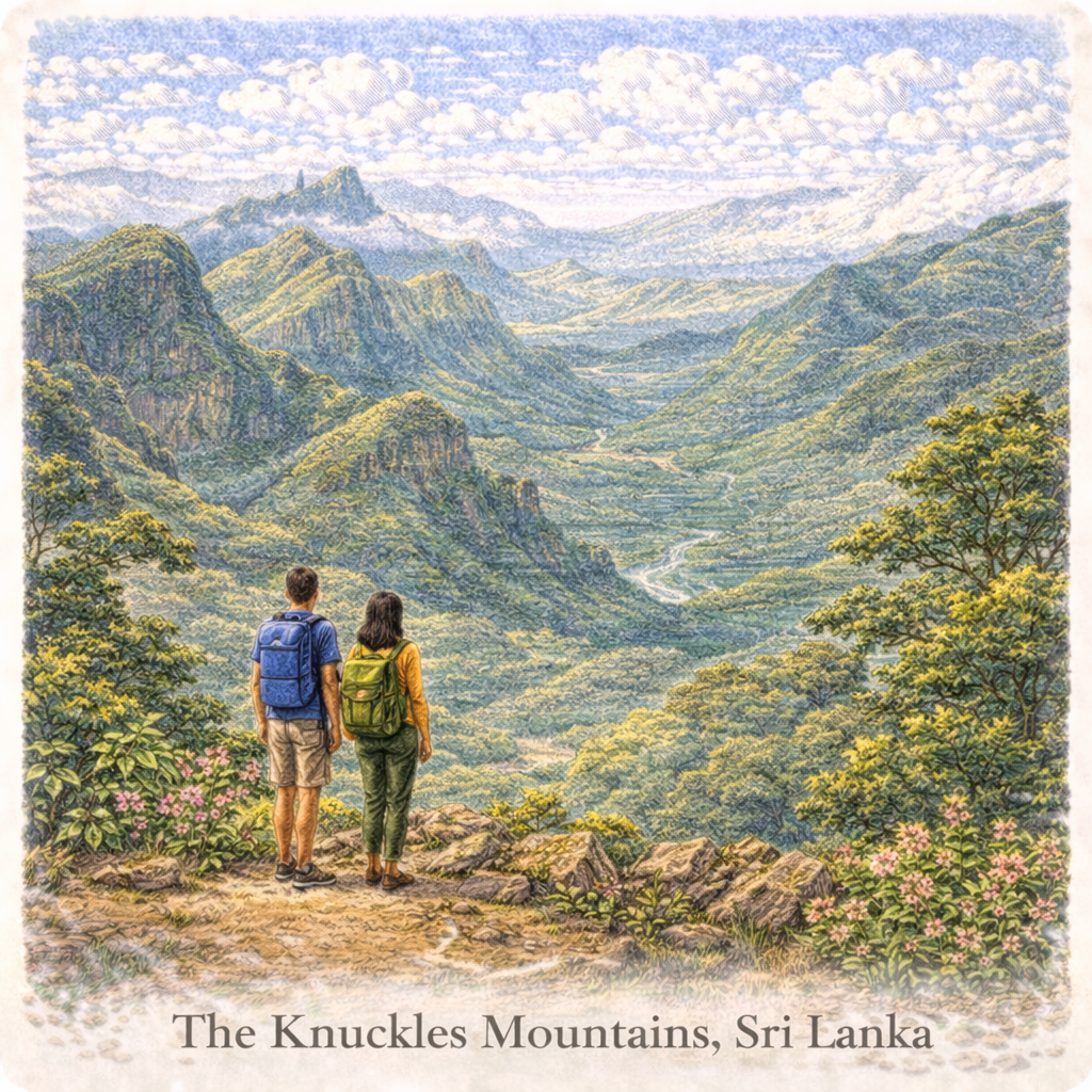 Knuckles Mountains Sri Lanka hiking trails panoramic views nature reserve