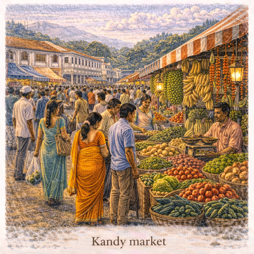 Kandy market Sri Lanka local food market fruits vegetables street life travel experience