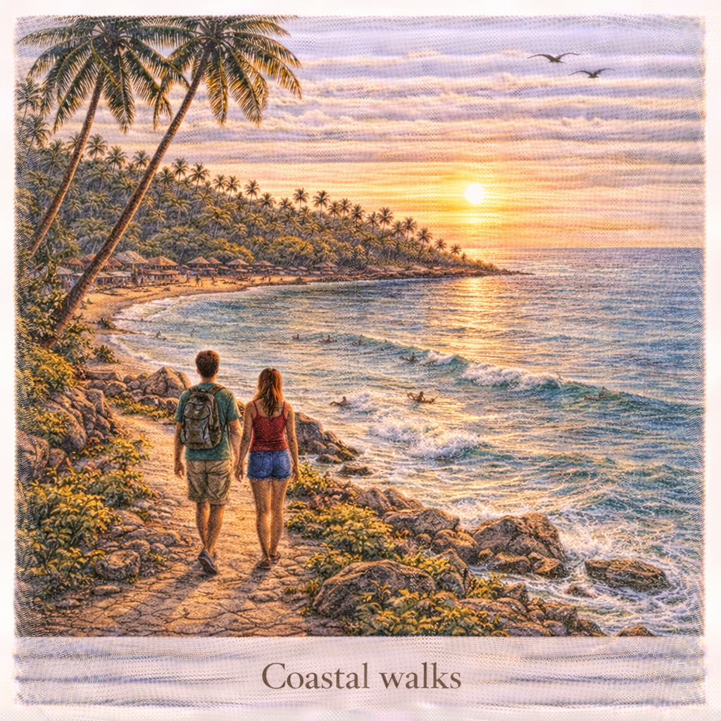 Hiriketiya coastal walks Sri Lanka scenic coastline beach trail sunset views things to do