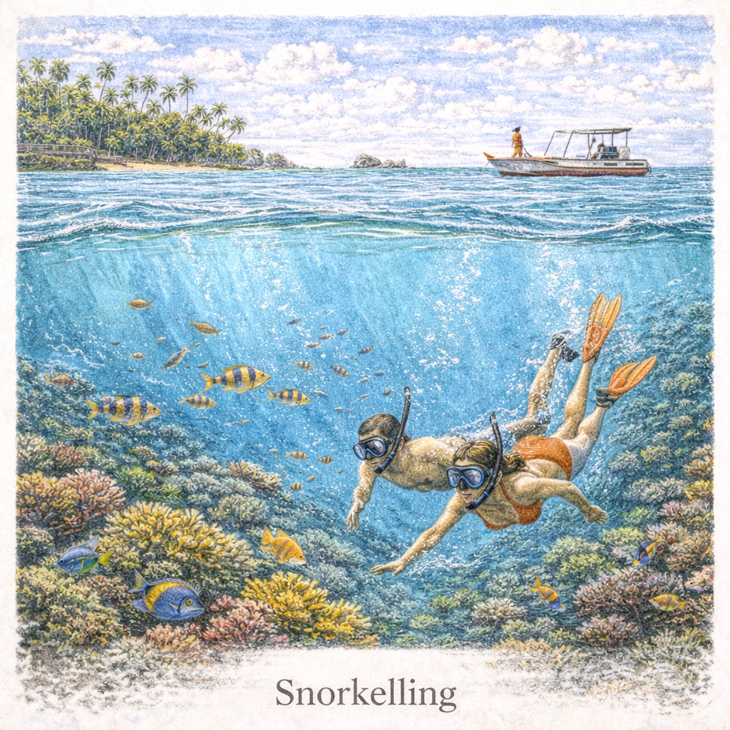 Snorkeling Mirissa Sri Lanka coral reef tropical fish underwater activity