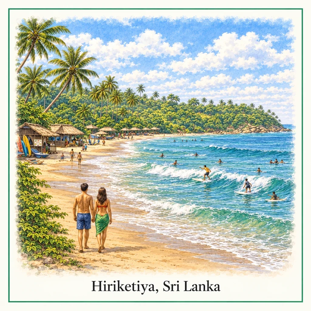 Watercolour postcard of Hiriketiya