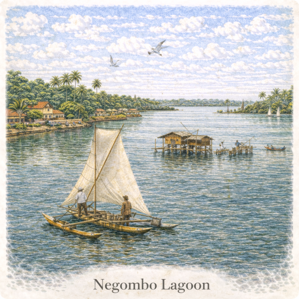 Negombo lagoon Sri Lanka boat tour mangroves sunset calm water