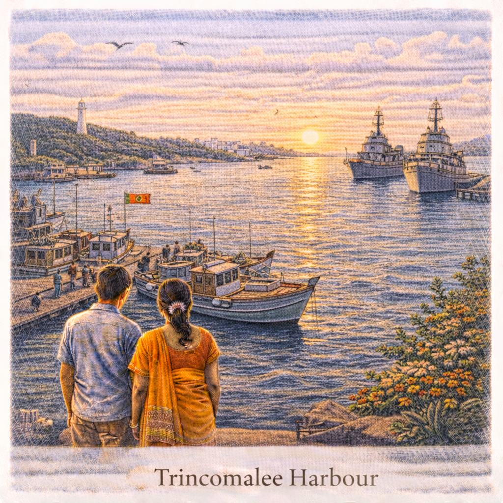 Trincomalee Harbour Sri Lanka natural harbor boats sunset coastal city