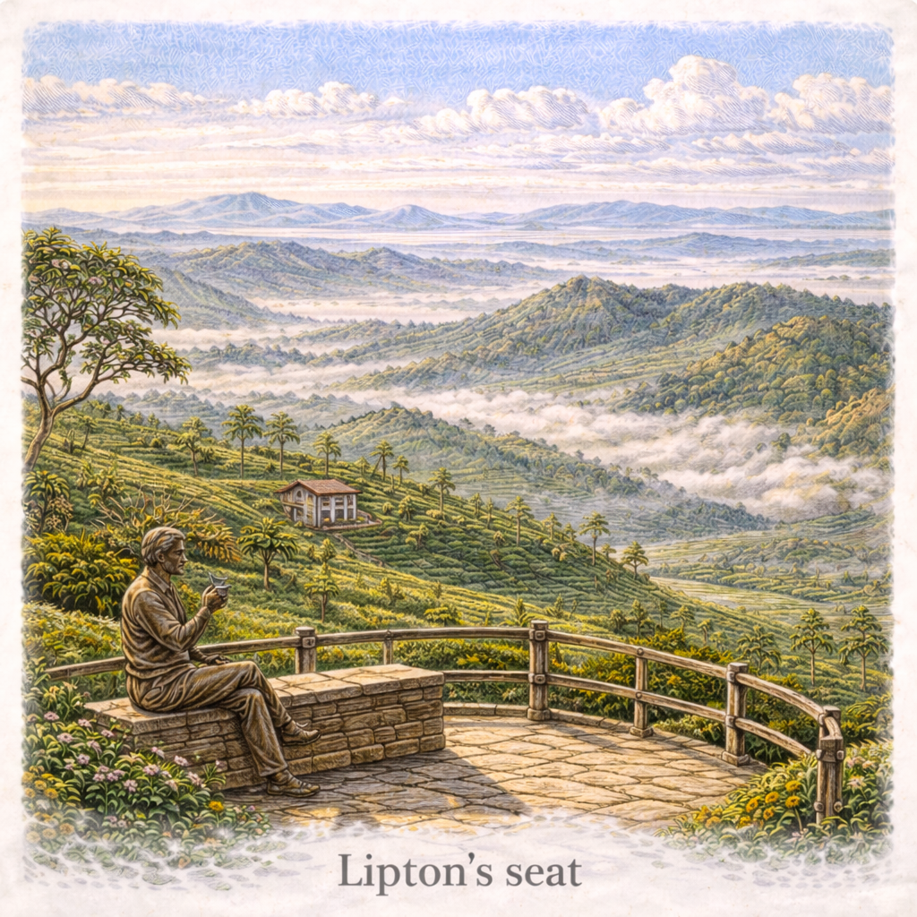 Lipton’s Seat Haputale Sri Lanka panoramic viewpoint tea plantations sunrise view hill country