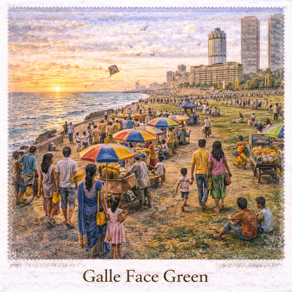 Galle Face Green Colombo Sri Lanka seaside promenade sunset ocean park things to do Colombo