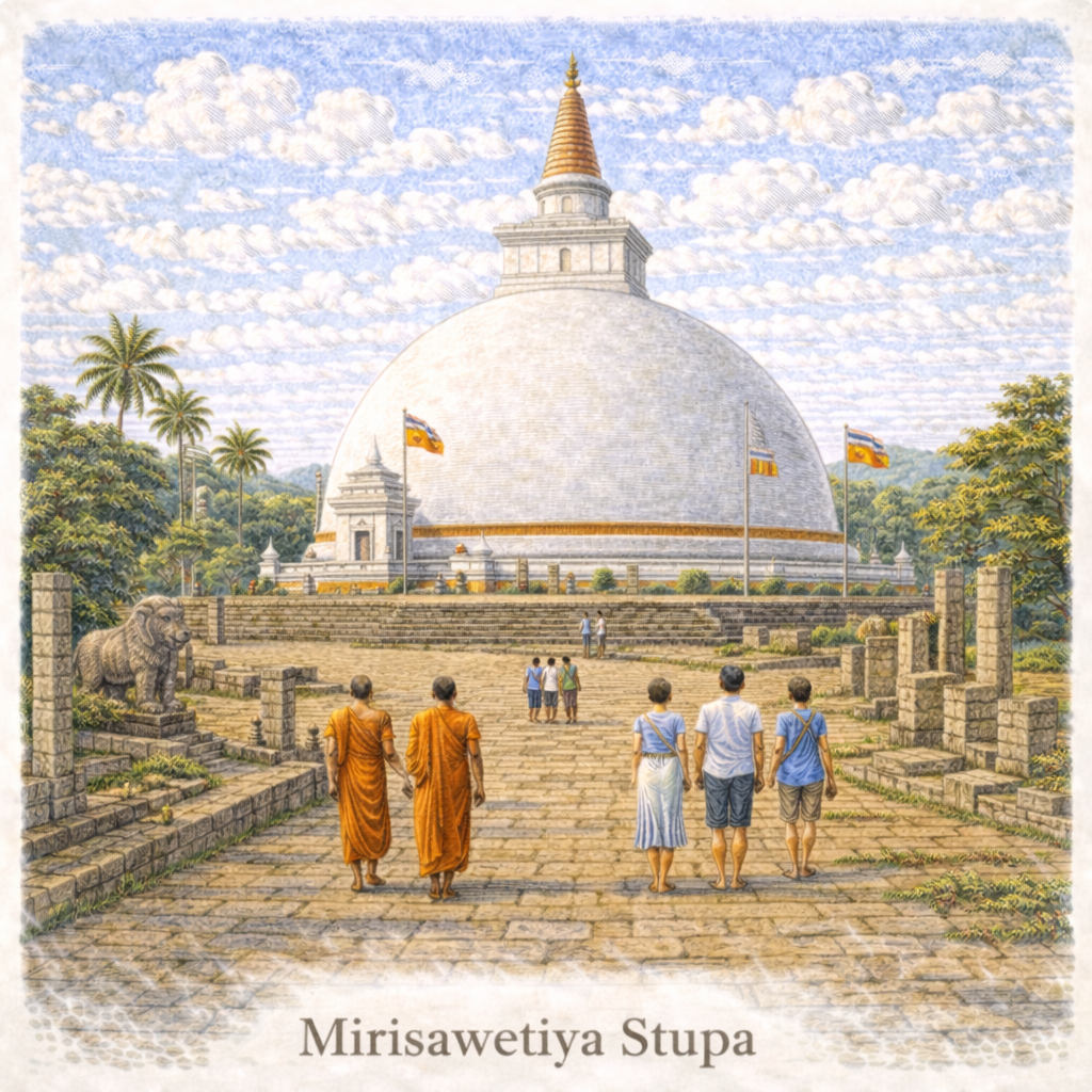 Mirisawetiya Dagoba Anuradhapura Sri Lanka large white stupa ancient Buddhist monument