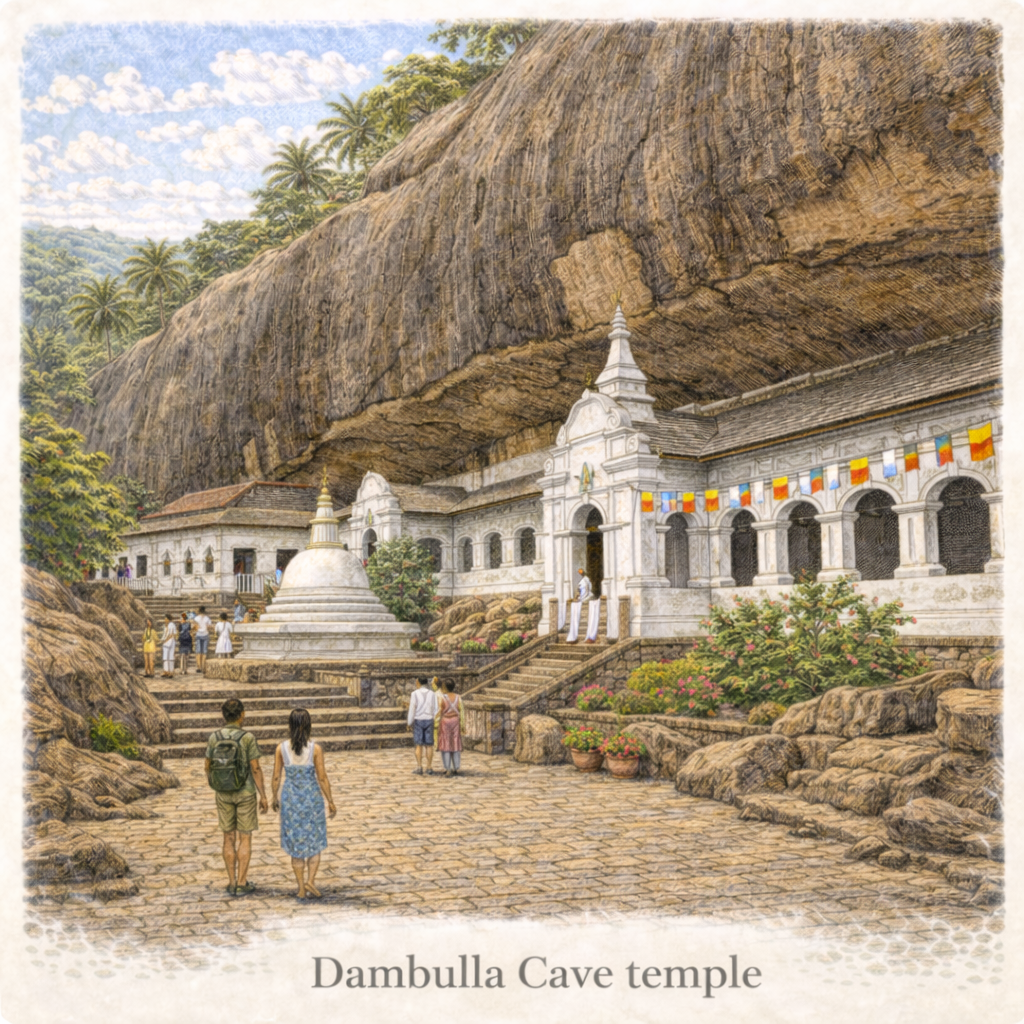 Dambulla Cave Temple Sri Lanka famous Buddhist rock temple UNESCO site things to do Dambulla