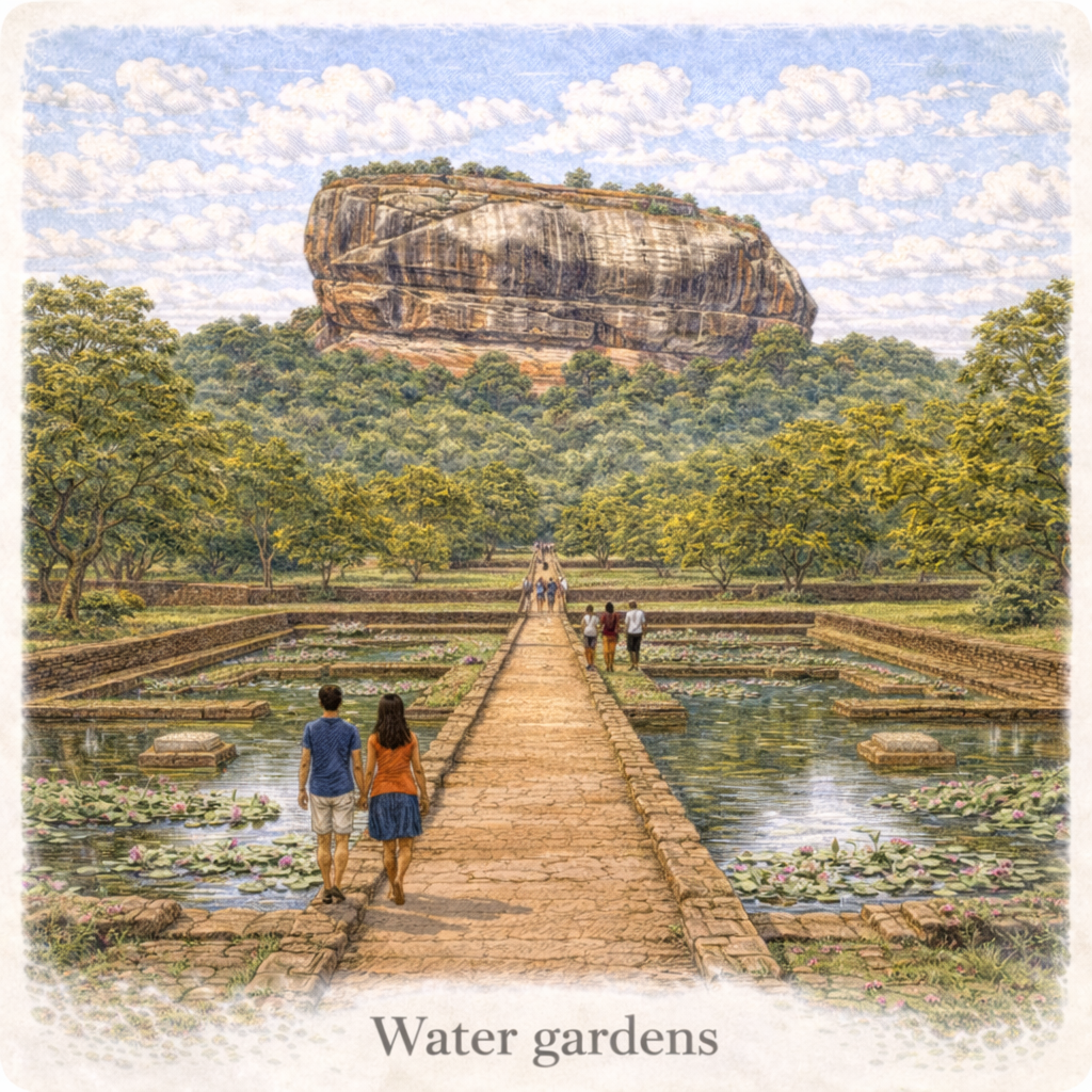 Sigiriya water gardens Sri Lanka ancient gardens UNESCO site landscape