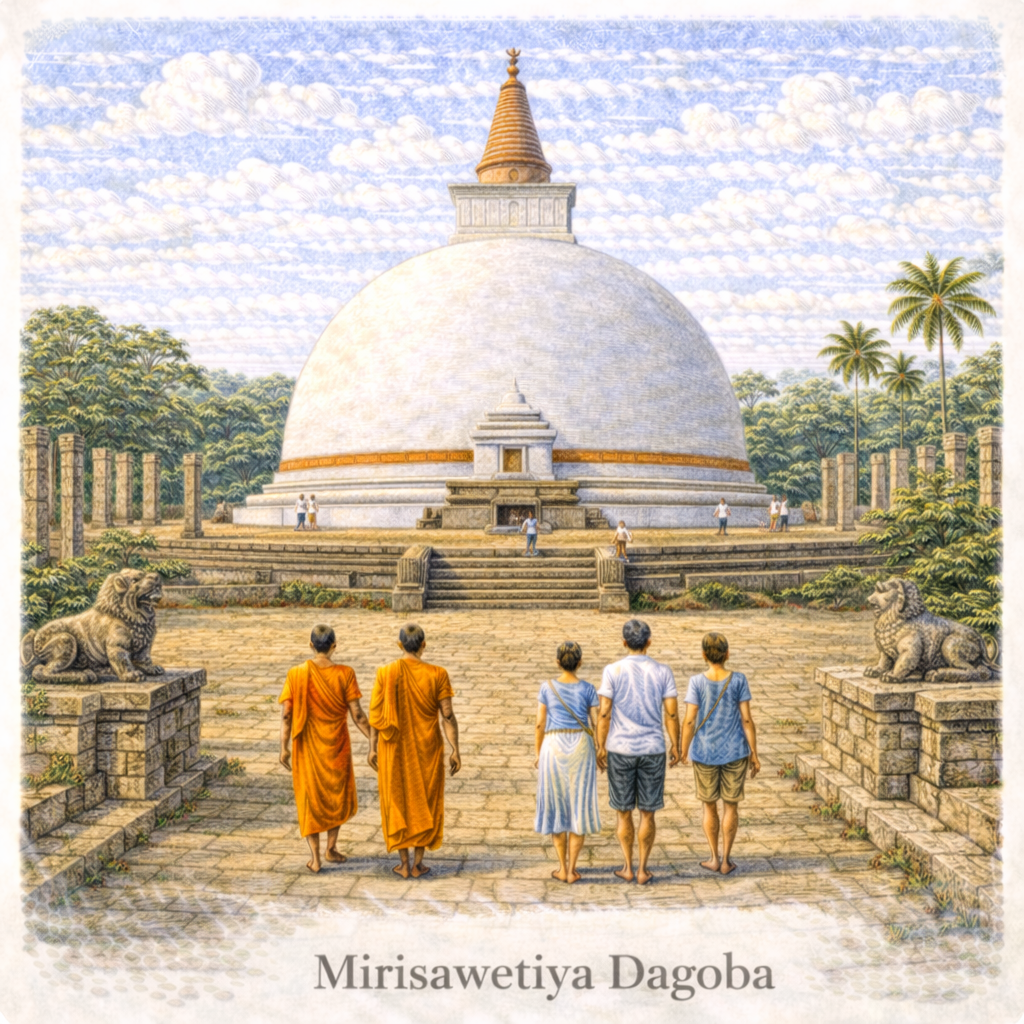 Mirisawetiya Dagoba Anuradhapura Sri Lanka large white stupa ancient Buddhist monument