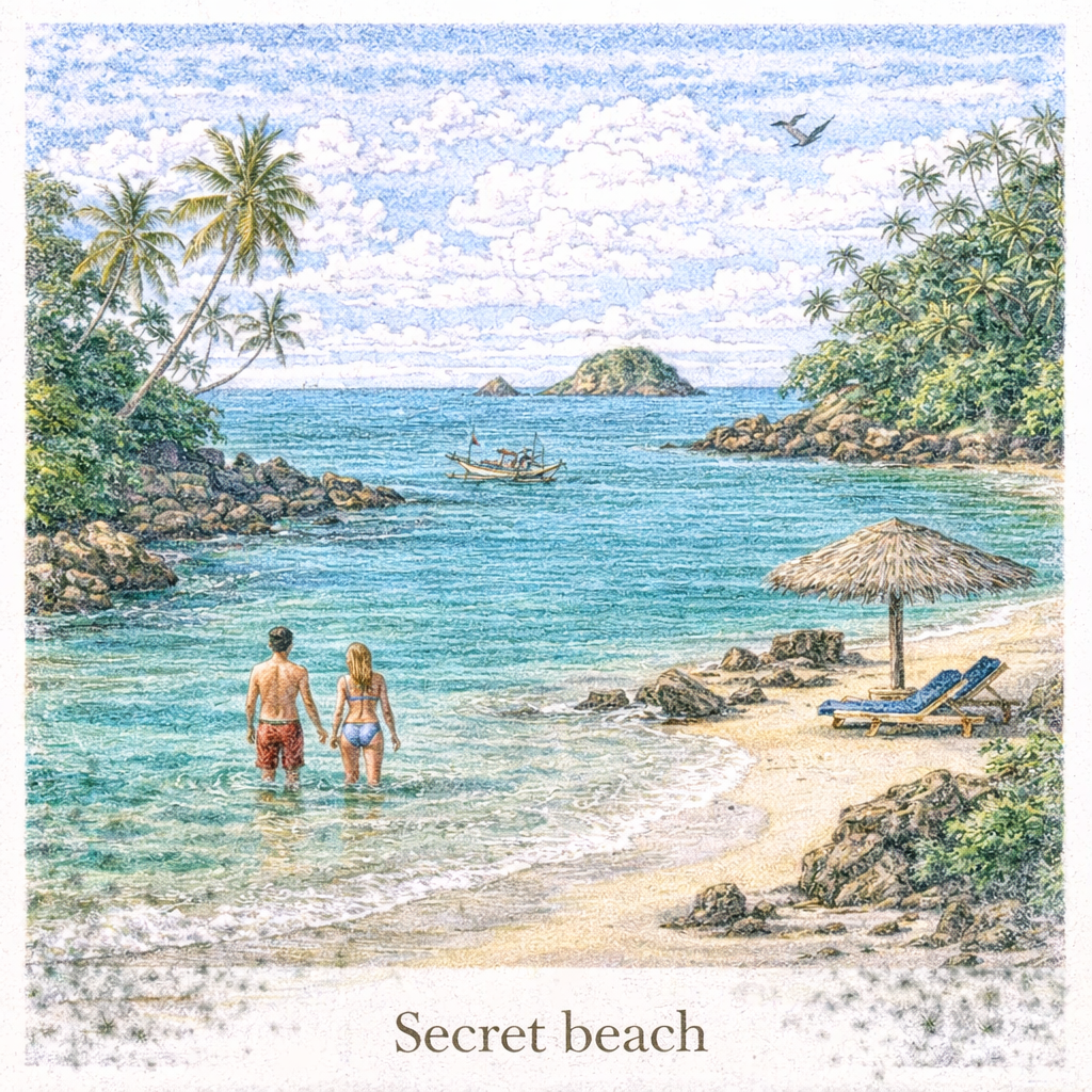 Secret Beach Mirissa Sri Lanka hidden beach quiet bay tropical travel