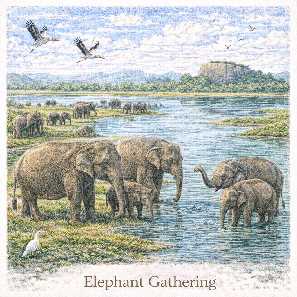 Minneriya elephant gathering Sri Lanka large herd elephants national park safari