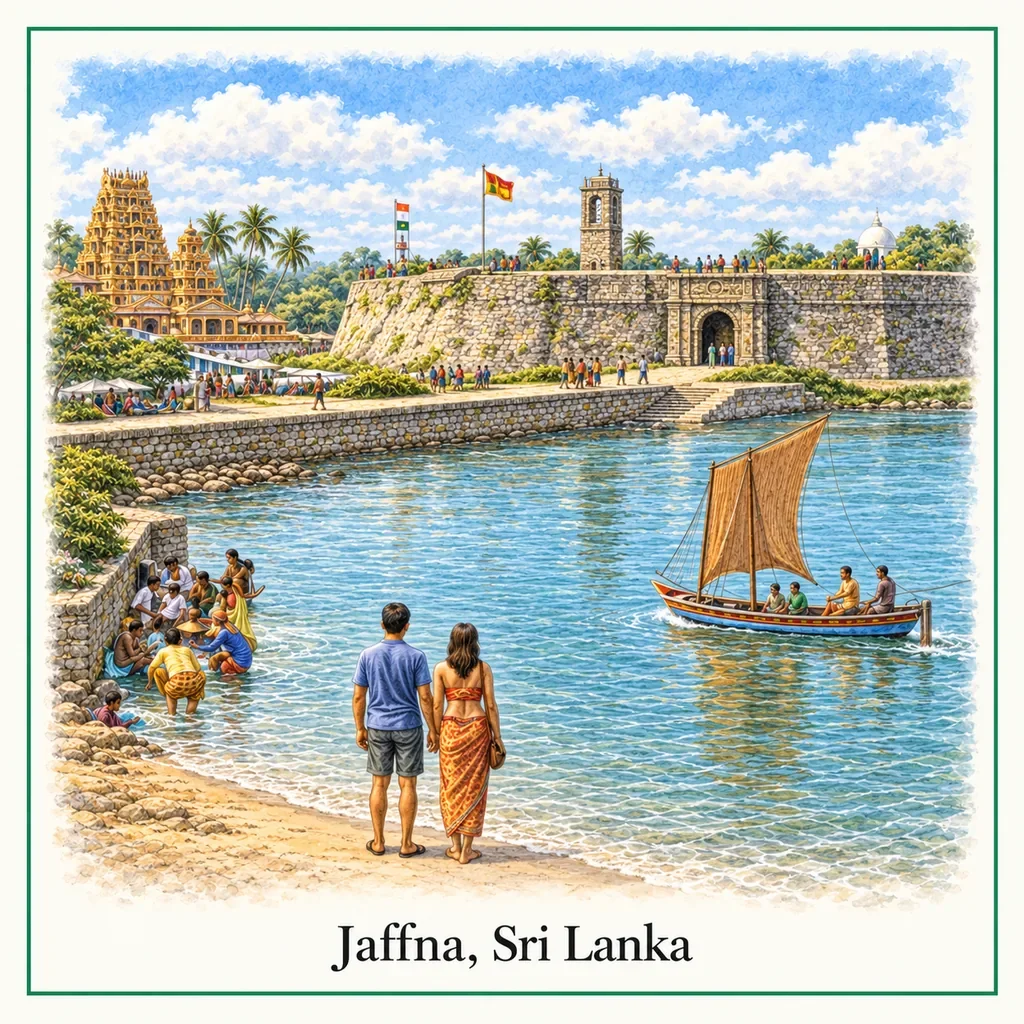 Watercolour postcard of Jaffna