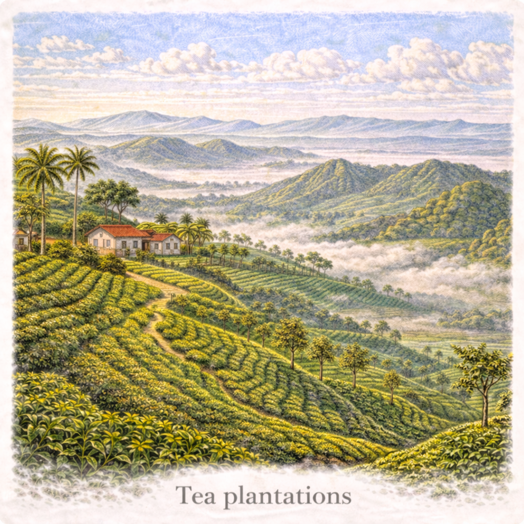 Haputale tea plantations Sri Lanka rolling hills Ceylon tea landscape scenic views