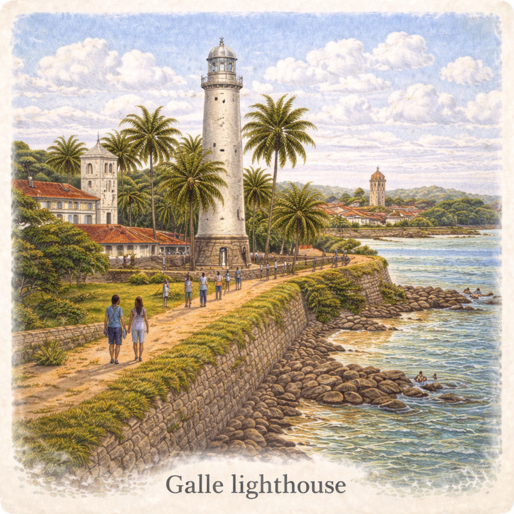 Galle Lighthouse Sri Lanka iconic landmark fort coastline ocean view things to do Galle