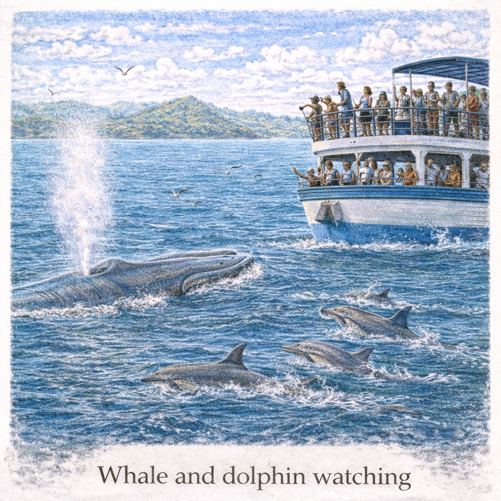 Whale watching Mirissa Sri Lanka blue whales dolphins boat tour ocean safari