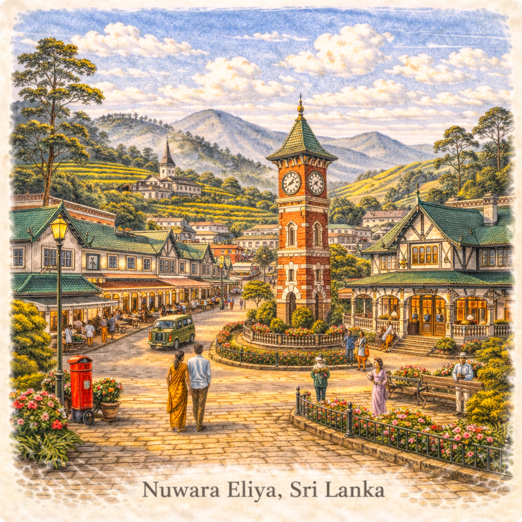 Nuwara Eliya Sri Lanka tea plantations hills colonial town little england
