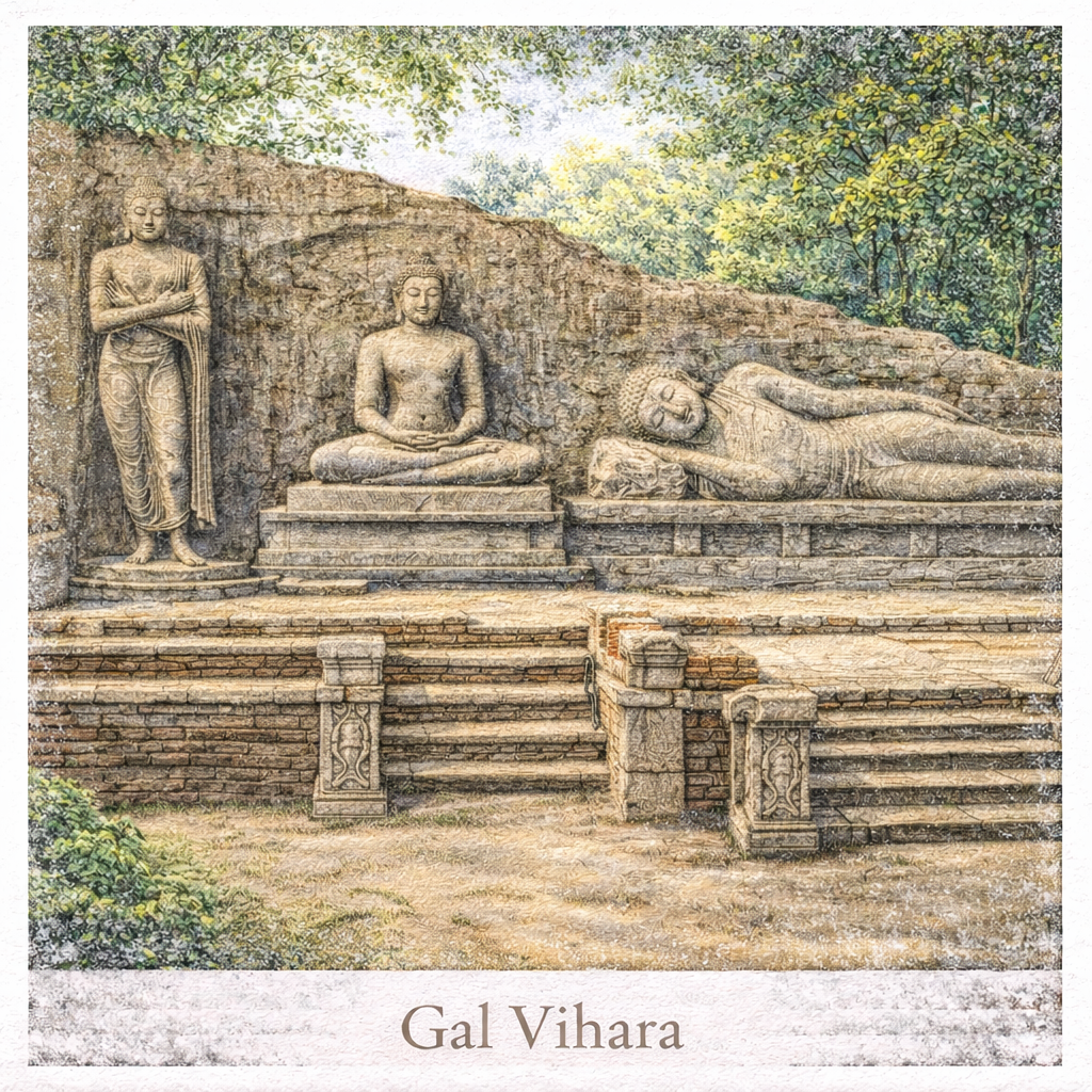 Gal Vihara Polonnaruwa Sri Lanka Buddha statues rock temple UNESCO site