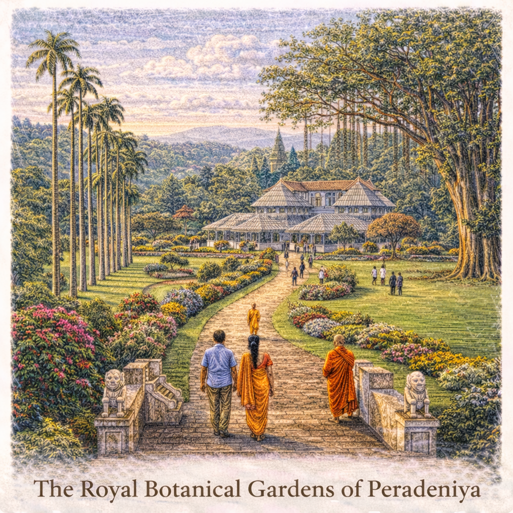 Royal Botanical Gardens Peradeniya Kandy Sri Lanka tropical gardens palm avenue orchids