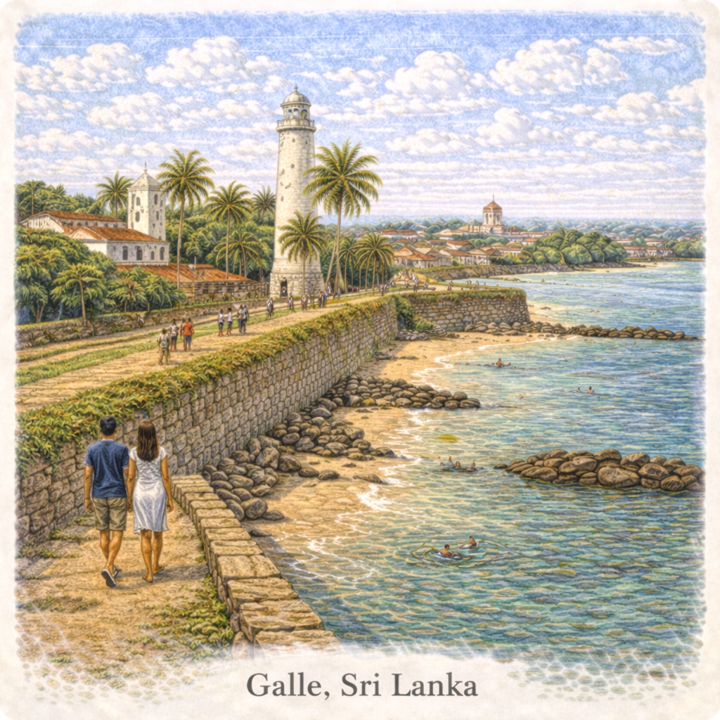 Galle Fort Sri Lanka lighthouse colonial town ocean unesco