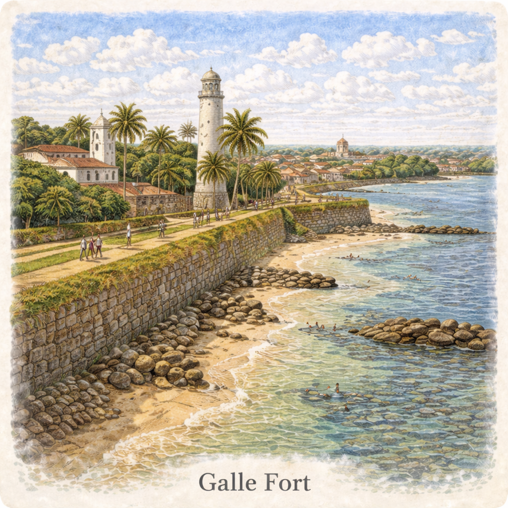 Galle Fort Sri Lanka coastal fortress UNESCO World Heritage historic walls ocean view