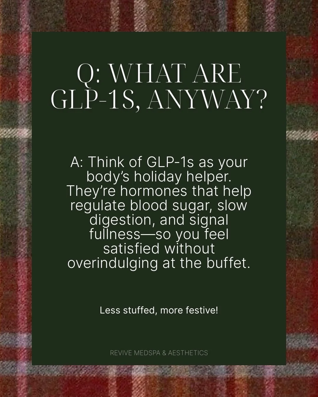 Curious about GLP-1s and how they support metabolic health, appetite control, and blood sugar regulation&mdash;even during the most tempting time of year?

✨ Learn how GLP-1 treatments may help you feel your best this season and beyond!
📅 Book a con