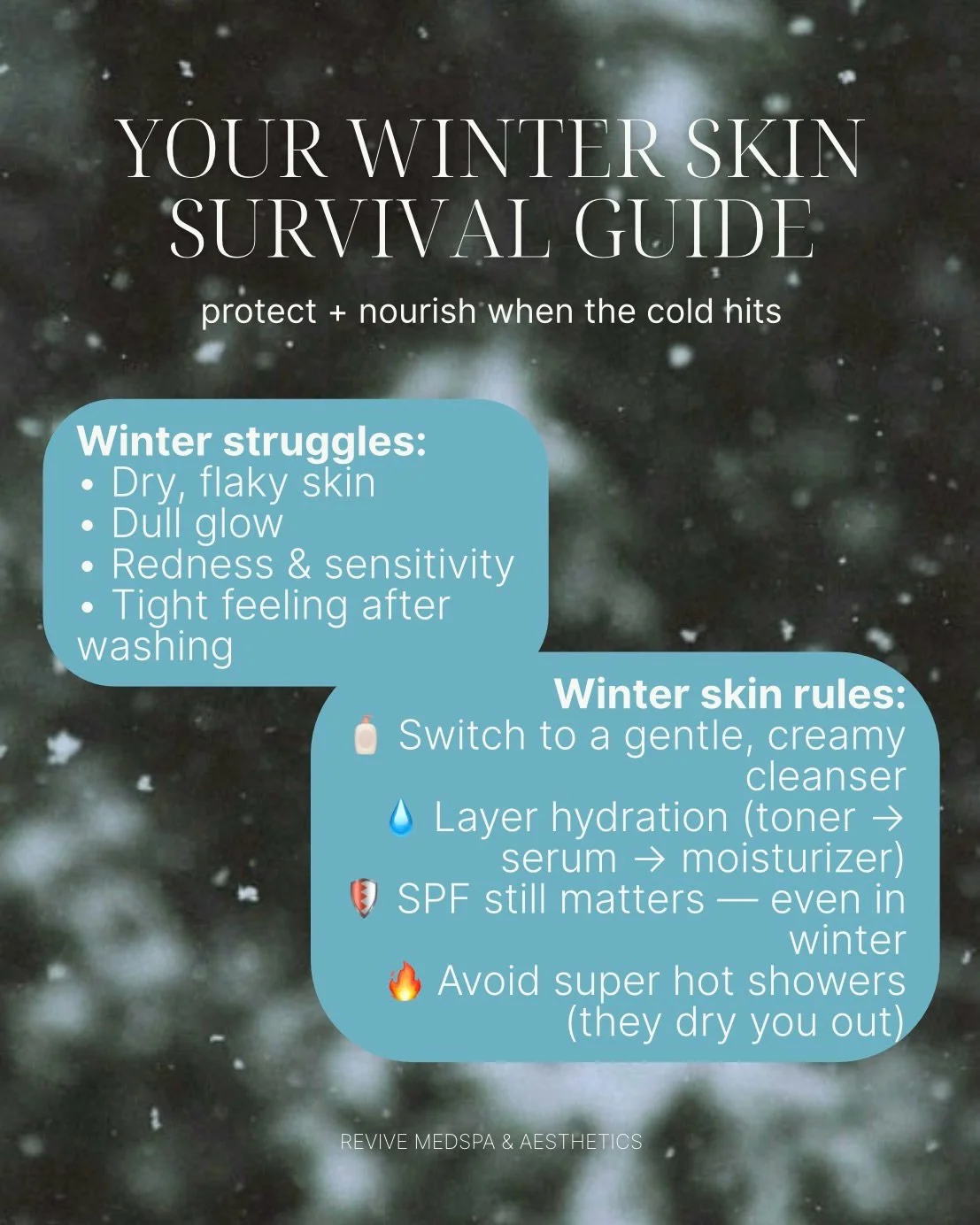 Winter weather doesn&rsquo;t have to mean dry, dull skin ✨

This is your reminder to slow down, layer hydration, protect your barrier, and treat your skin with extra care. Think cozy routines, gentle treatments, and glow-boosting self-care all season