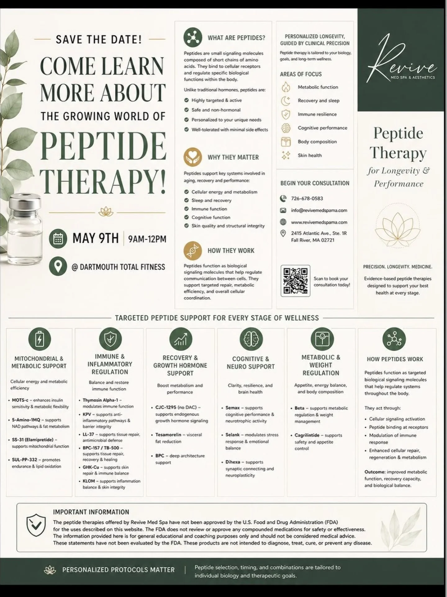 @dartmouthtotalfitness Saturday May 9th 9 AM- 12 PM! Peptide Q&amp;A at Dartmouth total fitness 360 Faunce Corner Rd North Dartmouth MA 02747 💜💉