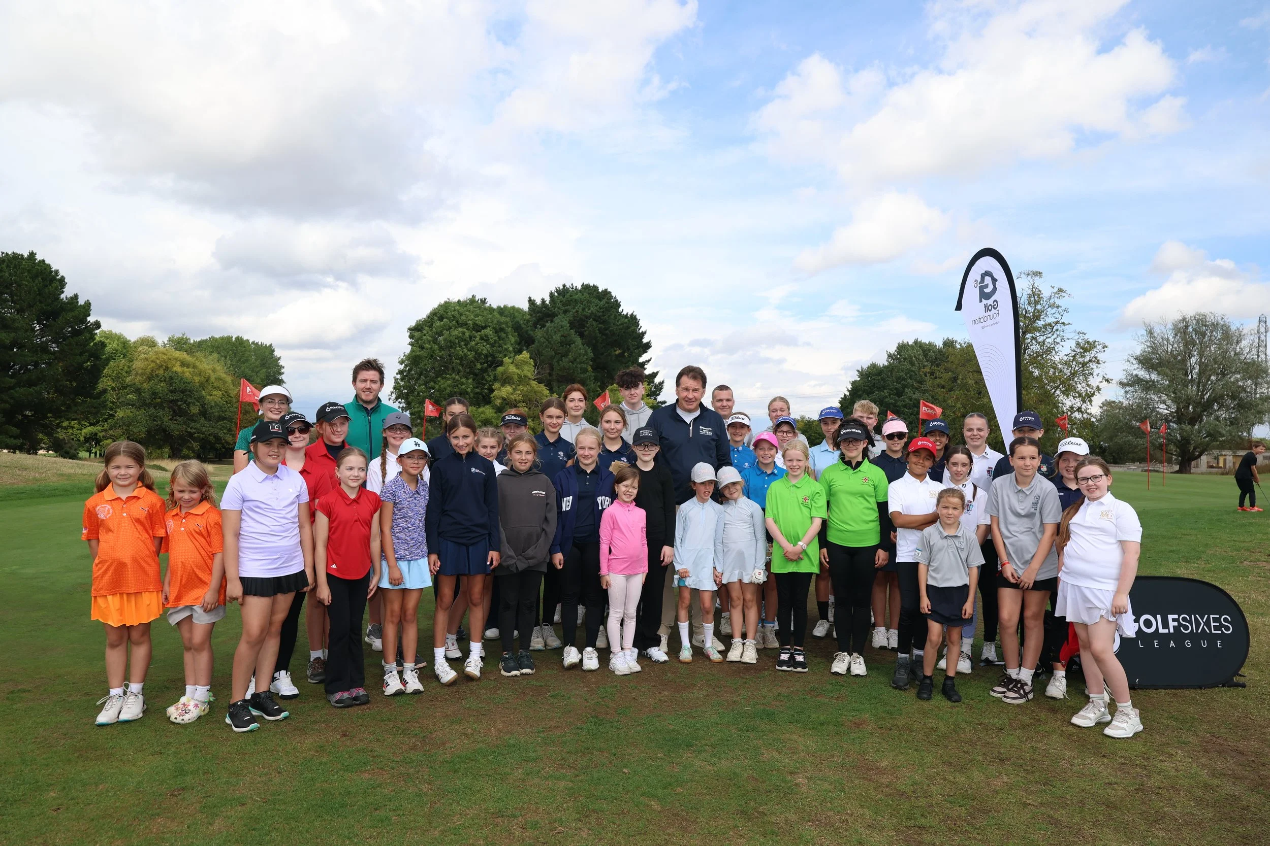 Sir Nick Faldo Joins GolfSixes League Girls For Showcase Event at British Masters