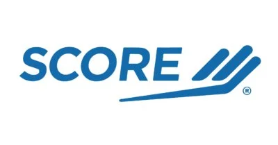 Score logo with three blue diagonal lines forming a hand pointer.